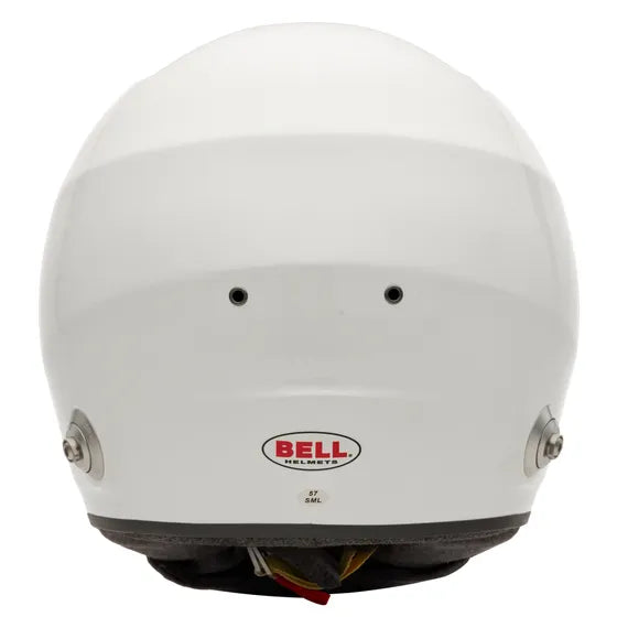 White motorsport helmet with Bell logo on a white background