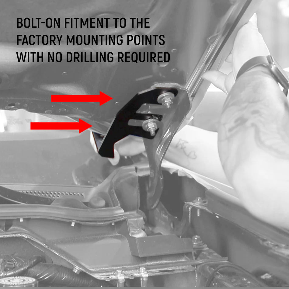 under bonnet view of antenna mount