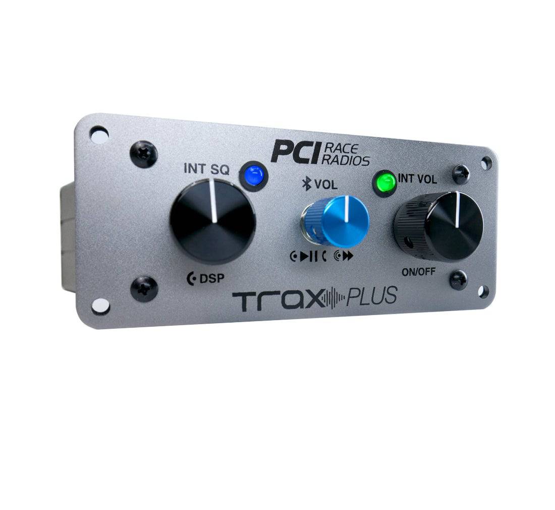 PCI TRAX Plus Bluetooth and DSP stereo intercom showing front-panel controls