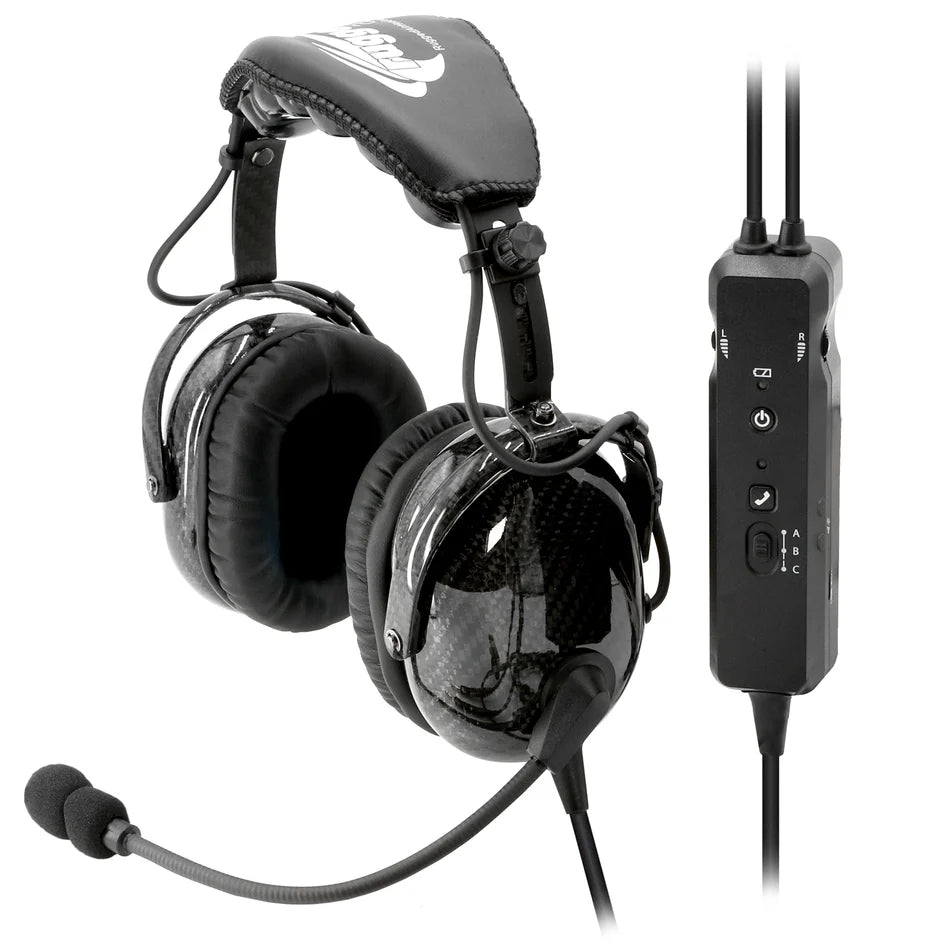 Black RA980 aviation headset with microphone ANR active noise reduction