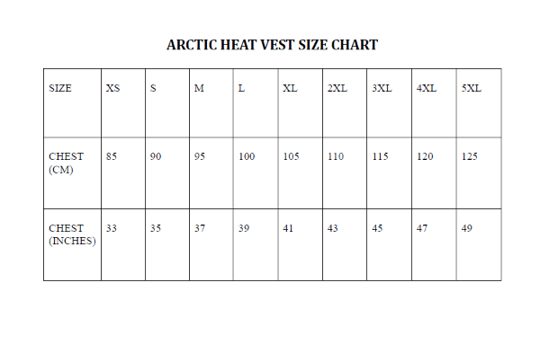 vest size chart