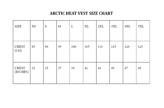 vest size chart