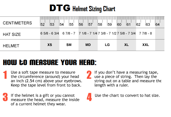 DTG Helmet sizing chart