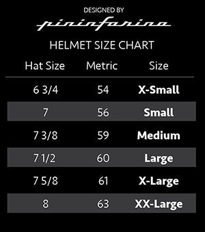 Roux helmet sizing chart — head circumference guide for S to XXL