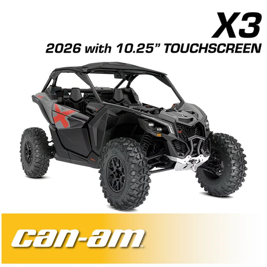 2026 Can-Am Maverick X3 complete communication kit with Bluetooth intercom and UHF CB radio — touchscreen dash mount