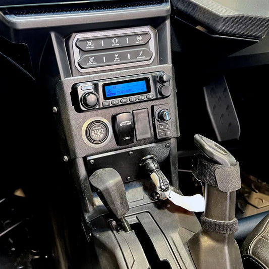 2026 Can-Am Maverick X3 intercom and radio kit installed on touchscreen dash