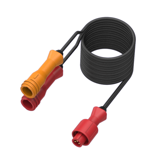 Alfano NTCK Extension Cable — coiled black cable with orange/red female NTC/K connector and red male plug for Alfano 6 & 7 data loggers