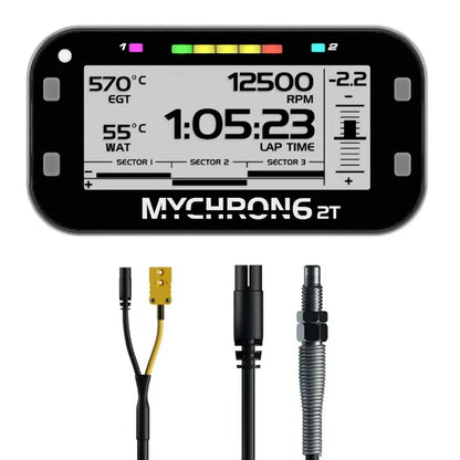 M5_EGT_plus_black_yellow) — AiM MyChron 6 2T with M5 EGT sensor and black/yellow patch lead