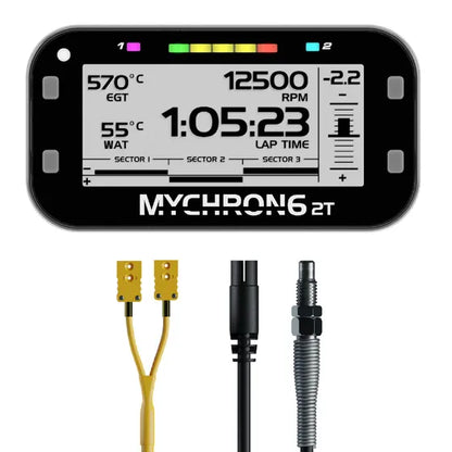 (M5_EGT_plus_yellow_yellow) — AiM MyChron 6 2T with M5 EGT sensor and yellow/yellow patch lead