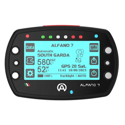 Alfano 7 2T GPS kart lap timer data logger — front view