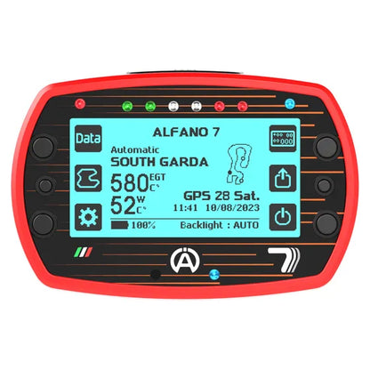 Alfano 7 1T GPS kart lap timer and data logger — front view NZ AU