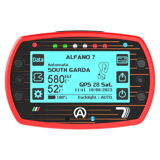 Alfano 7 1T GPS kart lap timer and data logger — front view NZ AU