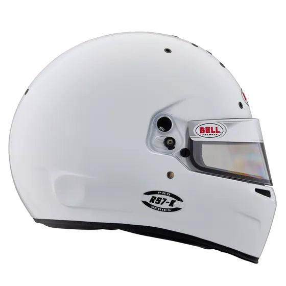 side view of Bell white karting helmet