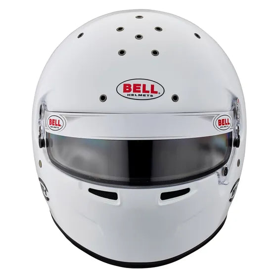 Front view of white The Bell RS7-K is a karting Helmet