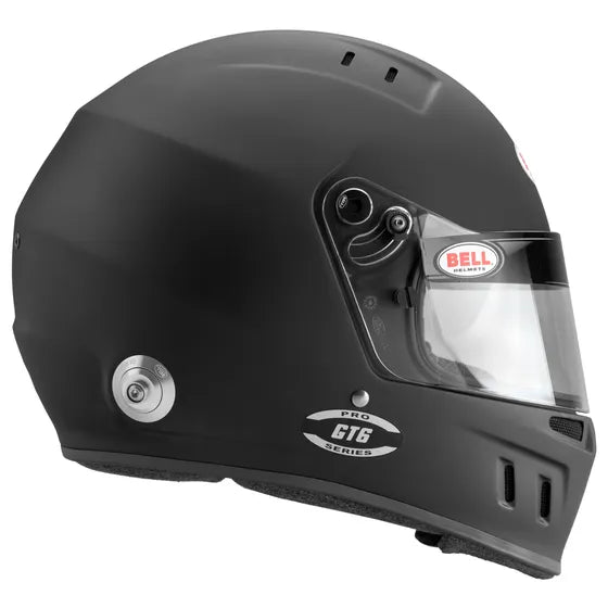 Black Bell  GT6 motorsport car racing helmet with clear visor on a white background