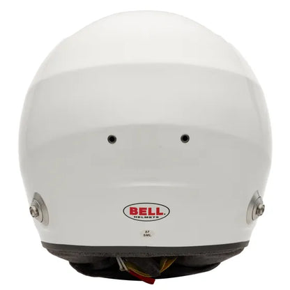 White motorsport helmet with Bell logo on a white background
