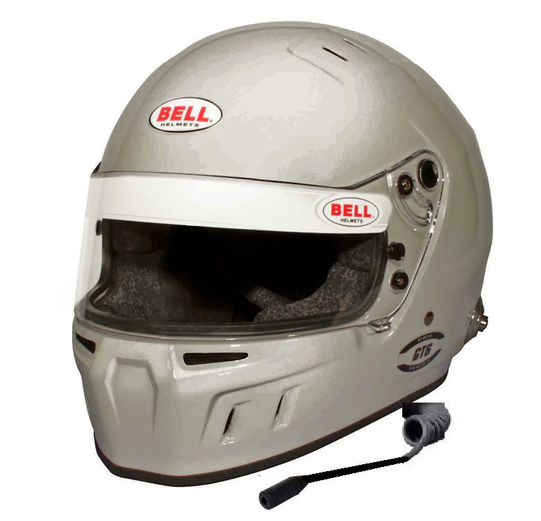 bell gt2 helmet Bell GT6 Helmet - Titanium/ White with Comms FIA8859-2024