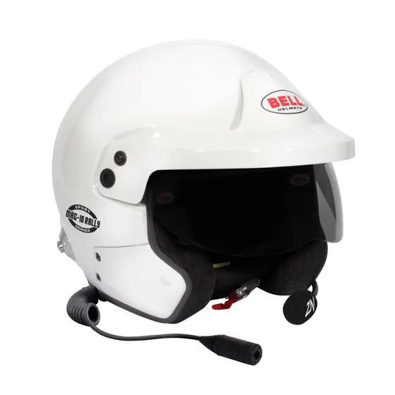 Bell White open face helmet with comms 