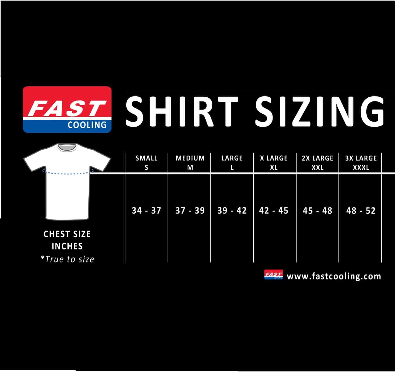 Fast Cool shirt sizing