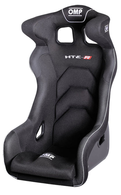 Black OMP Racing seat HTE XL with side and head support, suitable for racing simulators and real racing tracks.