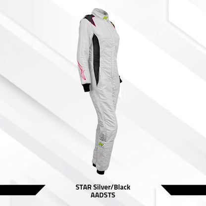 P1 silver women's driving suit