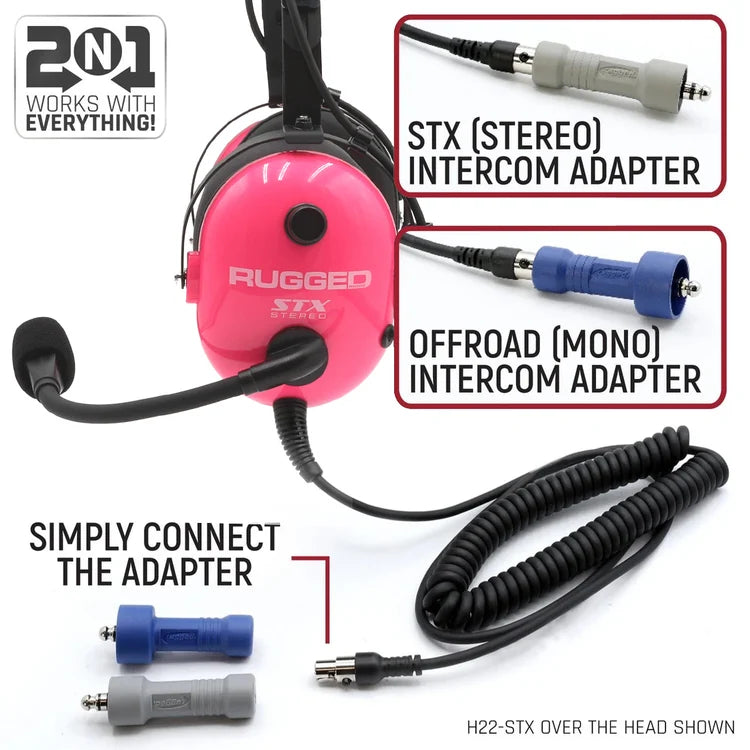 Rugged Radios Pink Radio Day ULTIMATE Alpha Audio Stereo Headset with Volume Control | Harris Race Radios®