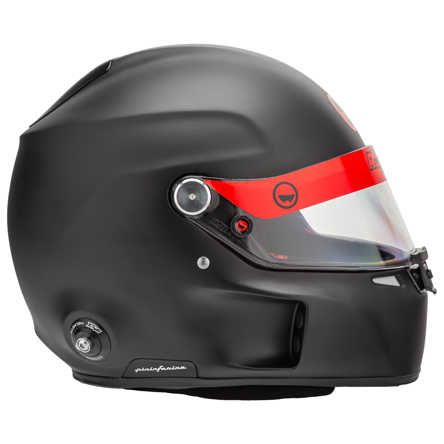 Roux by Pininfarina R1-F 2025 SA2025 fiberglass motorsport helmet — three-quarter front view