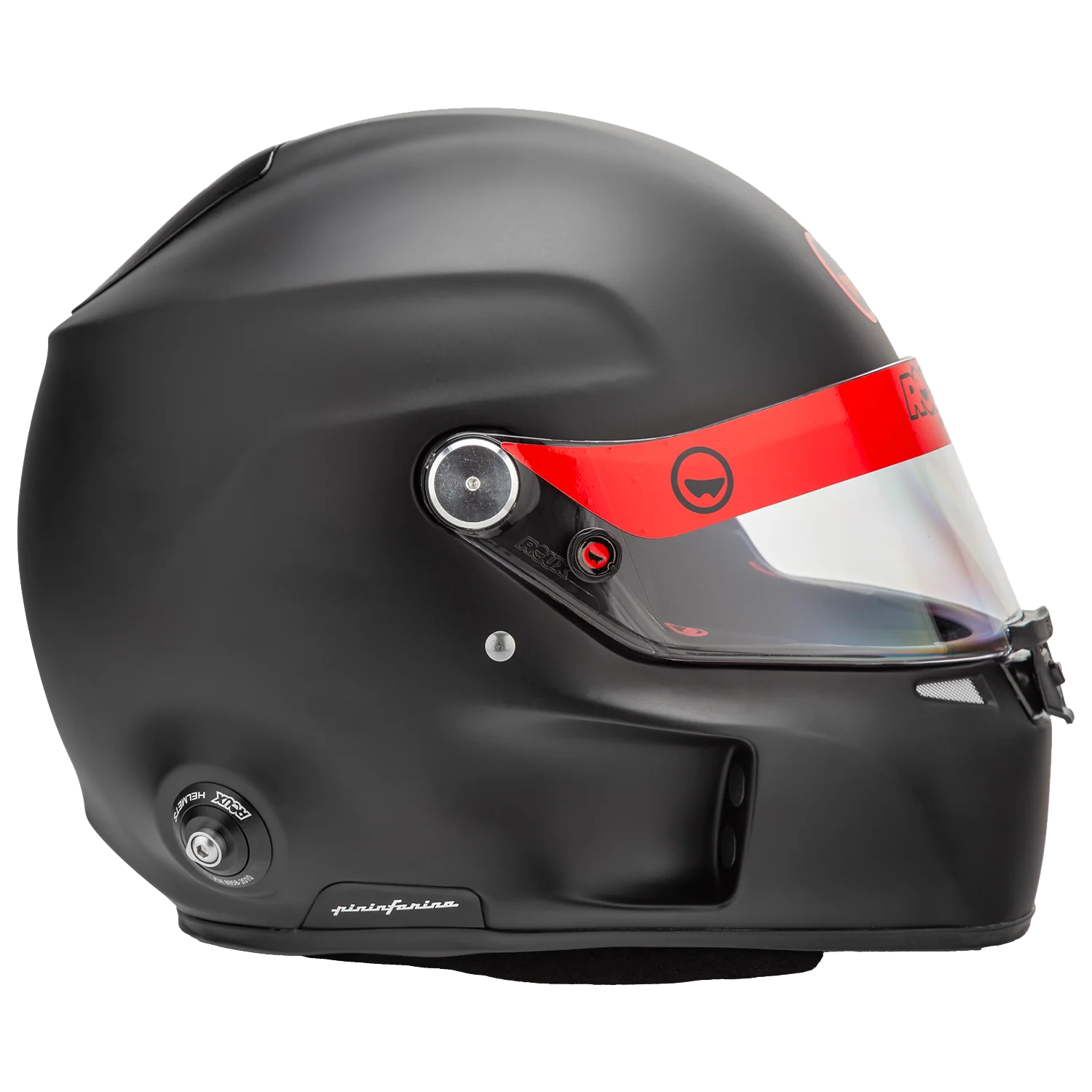 Roux by Pininfarina R1-F 2025 SA2025 fiberglass motorsport helmet — three-quarter front view