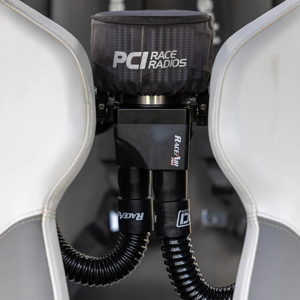 PCI RaceAir Pro fresh air unit showing compact dual-fan housing