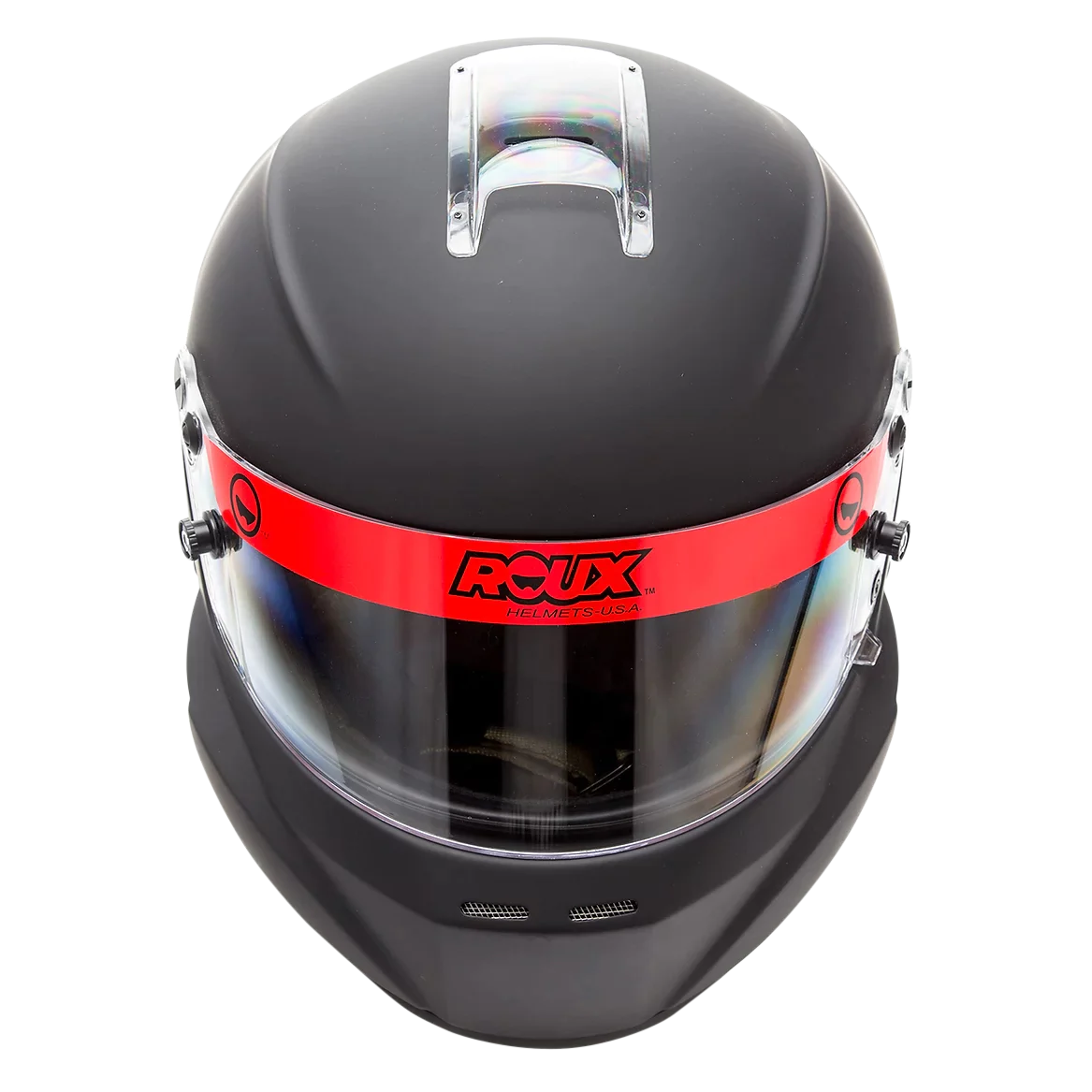 front top view roux-loaded-black fibergless-helmet-15