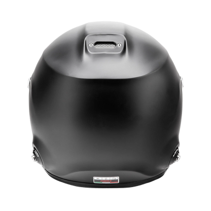 Roux by Pininfarina R1-F 2025 SA2025 helmet — left side profile showing drink tube and comms connector ports and Pininfarina branding