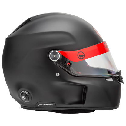 Roux by Pininfarina R1-F 2025 SA2025 helmet — rear view showing Italian flag size label, top vent and comms connectors