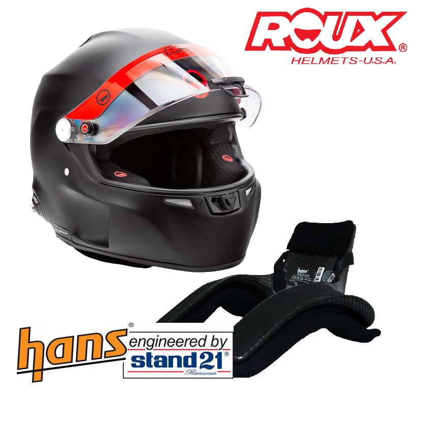 Roux by Pininfarina R1-N 2025 SA2025 Fiberglass Helmet & Stand 21 Club 1 HANS Bundle