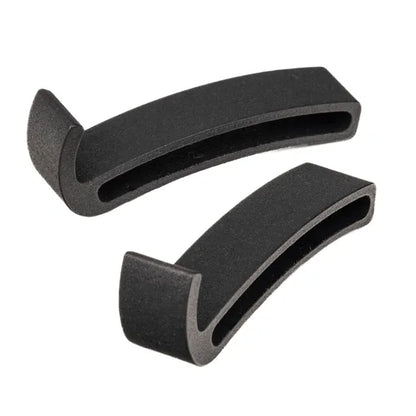 Two black foam handles on a white background