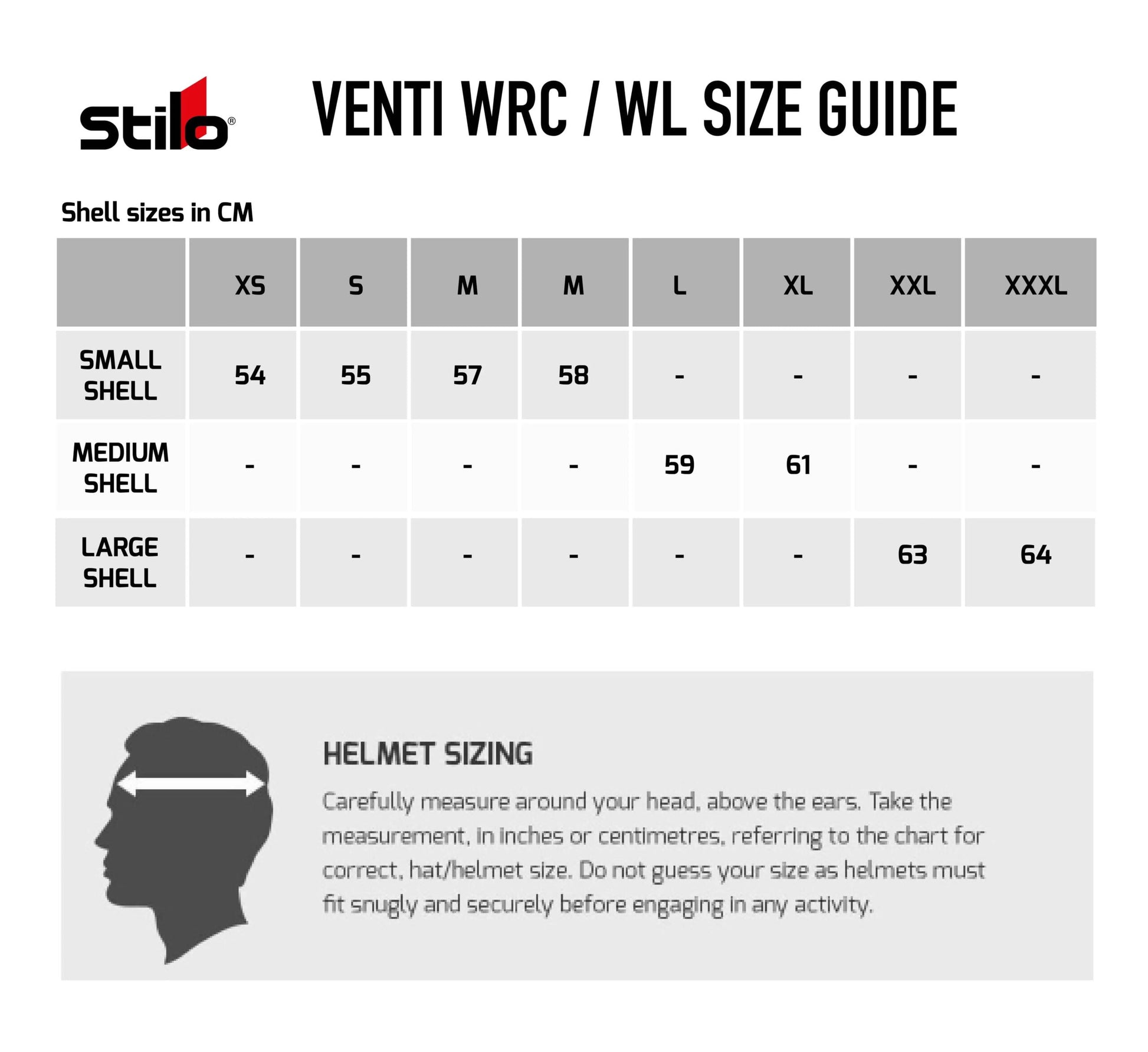 Stilo venti helmet sizes