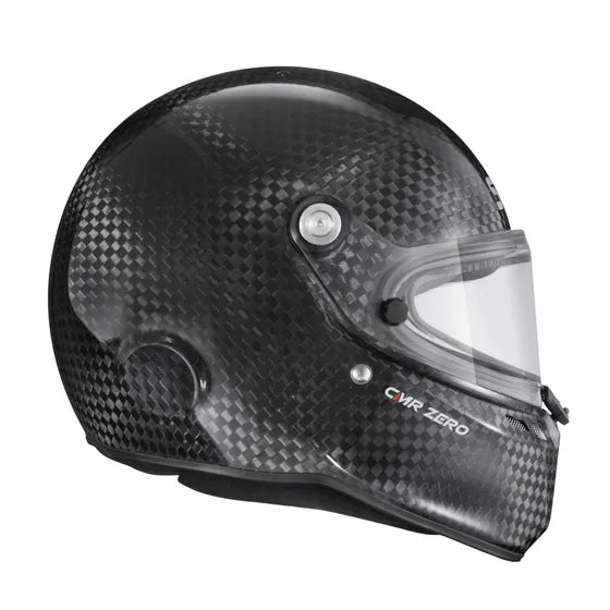 Stilo ST6 CMR Zero Carbon kart helmet — right side profile showing natural carbon weave finish and visor