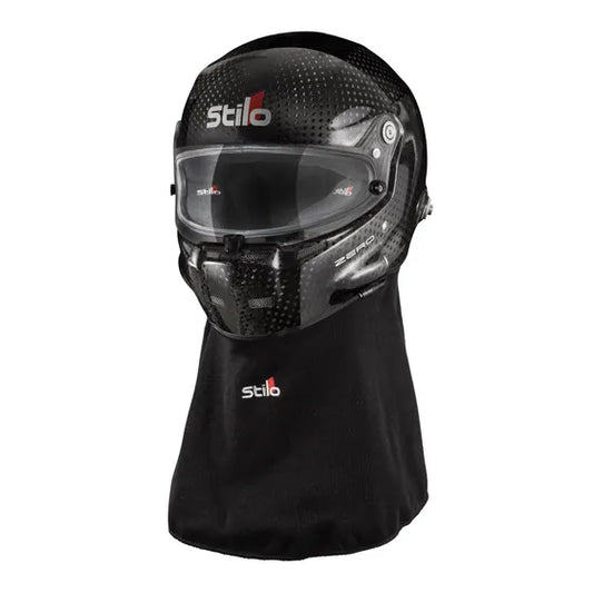 Black Stilo motorsport ST6 helmet with visor dirt skirt
