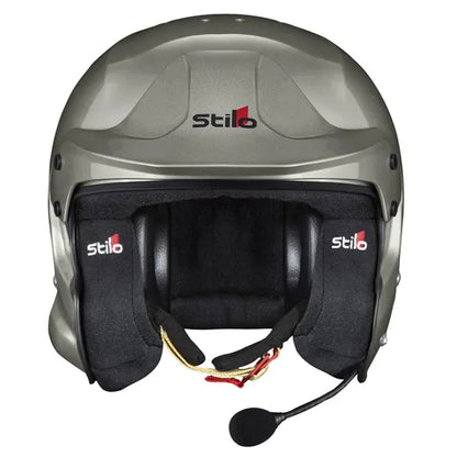 Silver helmet with Stilo logo on a white background