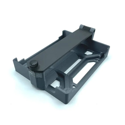 Black plastic bracket on a white background