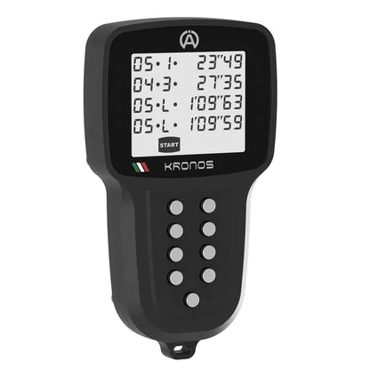 Alfano Kronos 2 lap timer side view — precision karting stopwatch