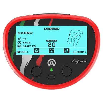 Alfano Legend GPS lap timer — mounted on kart