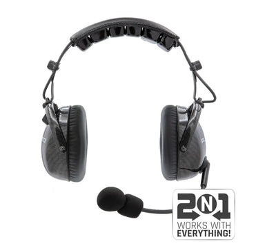 AlphaBass STX STEREO Over The Head (OTH) Headset for Stereo Intercoms - Carbon Fiber