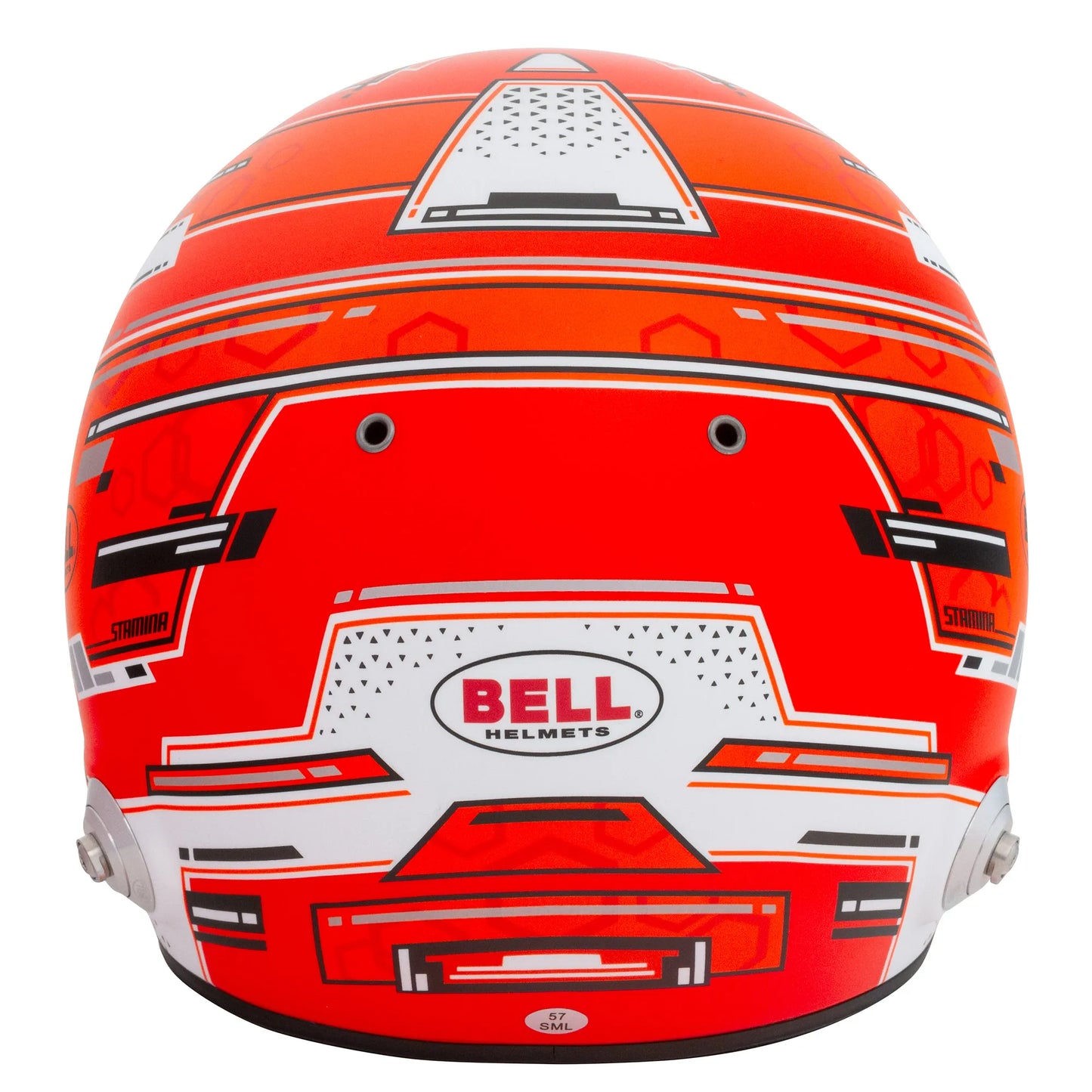 Rear view of bell racing helmet