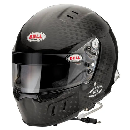 Bell GT6 RD Ultra Carbon helmet — front 3/4 view showing Smartlock visor and integrated comms cable