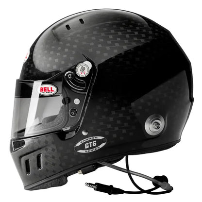 Bell GT6 RD Ultra Carbon helmet — side view showing carbon fibre weave and Nexus comms connector