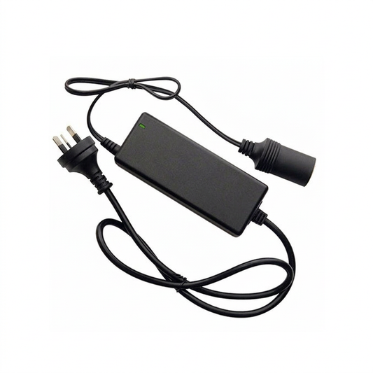 Chillout AC power supply with AU/NZ three-pin mains plug and vehicle-style power socket