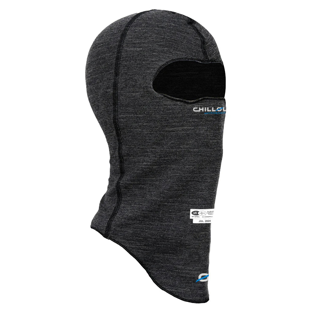 Black balaclava with brand logo on a white background