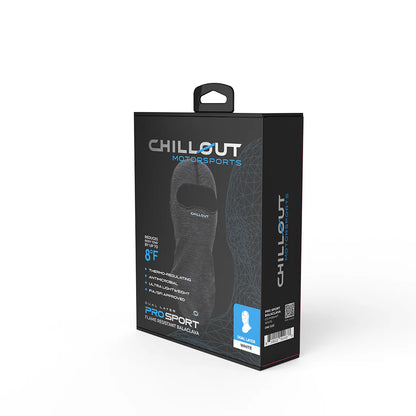 Chillout Pro Sport Dual Layer Flame Resistant Balaclava Black – FIA 8856-2018 / SFI 3.3 certified motorsport balaclava boxed