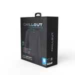 Black electronic device with 'Chillout' branding on a black background