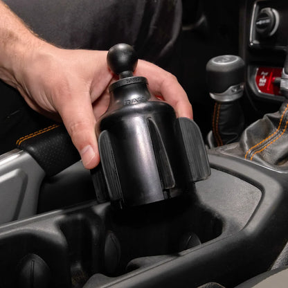 RAM Stubby cup holder base top view showing B-Size ball mount and composite shell